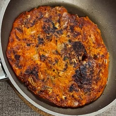 Pretty tasty and easy to make. 

Did a half portion in a small pan and it was slightly too thick, insides were a bit soggy. 