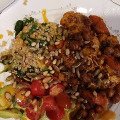 Added roasted chick peas and tomatoes. 