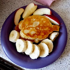 Done it without egg as I realised I don't have any, but still come out great. I'm assuming it would be really easy to change it into vegan recipe. 

I added some fruit to sneak some vitamins into my kids.