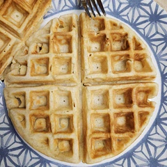The batter was way too thick. Next time, I will: 

Add 2 tsp vanilla
Add 1/2 tsp cinnamon
Add 1/8 cup water
Use a little less flour 