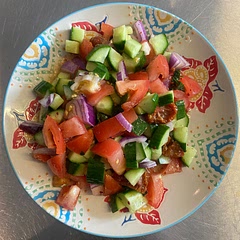 Really tasty and fresh salad :) I added some sun dried tomatoes and used the oil from there instead