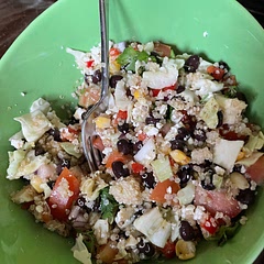Added cabbage and red peppers and feta.  Delicious