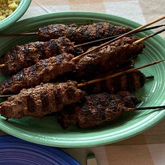 These were out of this world! Make sure your grill is well-oiled, do not move the kebabs until they have cooked well on the first side. This will help prevent breakage! Make sure to include the mint and cinnamon for a more authentic flavor.
I mixed my meat the night before and allowed the flavors to blend overnight. This made for an easy weeknight meal!
