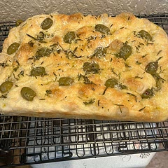 Hands down the BEST focaccia I’ve ever eaten or made! So tender, chewy and flavorful. I used King Arthur bread flour, @13.7. % protein and this is the result. Added fresh rosemary, olives and sea salt.  Thank you.