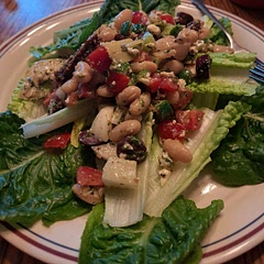 Added sun-dried tomatoes and marinated artichokes. Used cannellini beans for black beans. 