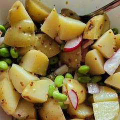 I made several mods to this - used 1/4 mild red onion instead of the green onions, omitted the parsley bc I planned to serve it on a bed of spinach, and added 1c. edamame for added plant protein. Really excellent, the flavors balance nicely. In the future I may pair it with corn fritters or grilled corn on the cob, but it was fine on its own too.
