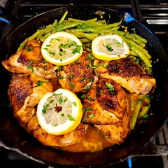 Woah! This was delicious! I used bone-in, skin-on thighs. I can see this being a regular rotation for sure. Served it with h smashed potatoes and everyone loved it. 