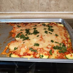 I only had slim zucchini, so I made it like a big pizza all together, it was delicious.