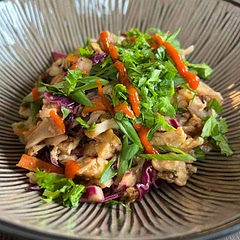 This was a tasty and quick dinner. We scrambled some eggs into it and added sriracha and hoisin as another review suggested. Drizzled with extra sriracha and garnished with cilantro at the end.
