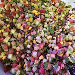 I added 2 cucumbers to mine and used garbanzo beans instead of black eyed peas. This salad is DIVINE. 