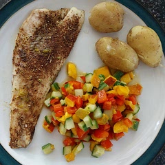 A nice combination of flavours. Served with new potatoes, but will try again on another occasion with the rice dish.
Used sea bass fillets.