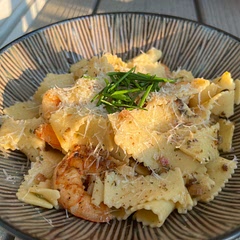 We used egg noodles because that’s what we had on hand, and it turned out really well! Also didn’t have zucchini or a lot of fresh herbs, but we did have fresh oregano and chives and we supplemented with dried herbs. Delicious!