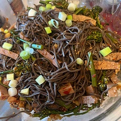 I use zero oil.  I used buckwheat udon noodles, added baby broccoli and tofu.  Nice flavor.  A bit dry without the oil, but a little low sodium soy sauce did the trick.