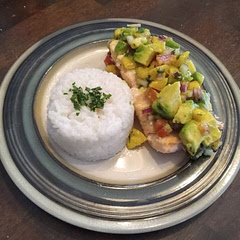 This is an excellent dish. The amount of flavor change and texture is brilliant!!!! 10 stars, this will be a go to.. 

I did the rice in my rice cooker..
2 cups rice
1 can coconut milk
2 cups water