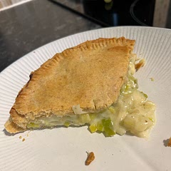 I made a wholemeal pastry for this in a foil pie tin & froze half of the filling. It was a faff but really tasty!