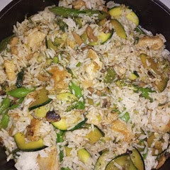 I added broccoli and snap peas. Very tasty. I sauteed the veggies in sesame seed oil. I also mixed jasmine rice w it.