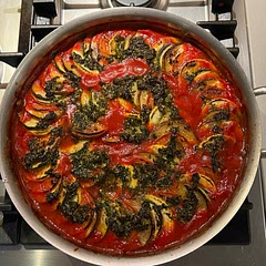 I used more garlic, didn’t need 6 Roma tomatoes more like 4. I served over rice and a little habanero hot sauce… so good, didn’t even feel guilty for having seconds