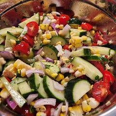 My avocados were not ripe so I used cucumber instead and added a double dash of dill to the dressing. ..Delicious! 
