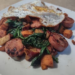 I'm not a big fan of lemon so I left that out. There  wasn't much flavor without added seasonings so I added cinnamon to enhance the fall flavors. I also don't care for Granny Smith so I used red delicious apple and added an egg on top. Adding the egg on top made this a 6 serving dish. Eat leftovers within a day to prevent them from becoming mushy. 10/10