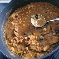 I strayed away from the recipe quite a bit. I used yellow curry powder and grahm masala since it is easier that way. Added gabanzo beans and spinich to it. Sea salt.... it was pretty tasty
