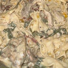 Added mushrooms and plain yogurt great dish!