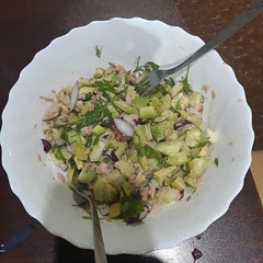 Used green pepper instead of celery, for 2 persons used twice more ingredients then stated. Better to cut cucumbers on smaller pieces.