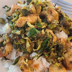 Absolutely delicious, rave reviews from the family! I shredded the brussel sprouts because I like it better than way than halved or whole. I also made the sauce slightly less spicy by adding water, honey, and tomato paste to it. 