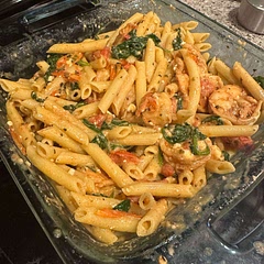 SO SO GOOD. Mistakenly only had 4oz of crumbled feta instead of the 8oz block, and it was still delicious. Used ~3/4 lb of pasta and threw in some red pepper flakes