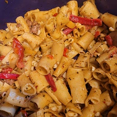 Next time I would make the Basil sauce ahead of time, like mix the Basil , cream qnd Roasted red pepper in bowl before so that way you can easily add it as a pasta sauce when ready. 