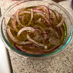 Make sure to use a SMALL red onion — had to make a double batch for a large one!