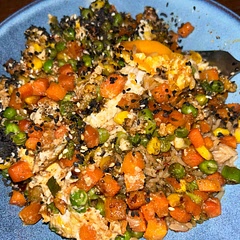 Added fried chilli oil and a little more sesame but the eggs are under there somewhere!