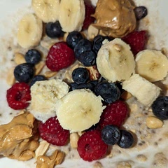 Thought it was quite yummy and filling! Thought I used peanuts instead of chopped almonds and crunchy peanut butter instead of creamy. Also, I used almond milk instead of water! Would make again!