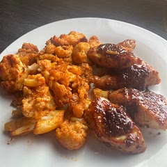 Je l’ai préparé avec du choix fleur congelé et c’était juste parfait. 
J’ai accompagné avec du poulet miel, moutarde 🤪