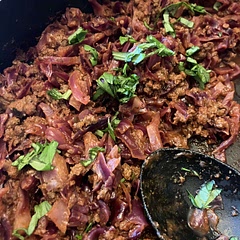 Made it with red cabbage because that’s what I had in the fridge. Still came out fabulous!