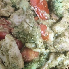 Family loved this, even without adding a pasta. The brocoli took longer than 2 mins to steam so factor in extra time. The pesto makes the dish so choose a good one. 