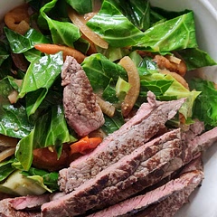 Tasty meal a bit messy to eat would cut the beef and greens into smaller pieces if I were to make again and maybe add some soy sauce 