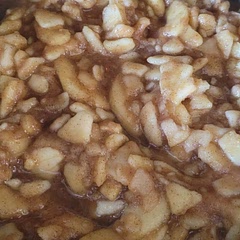 I didn't cube the apples because I had already spiraled them before I found this recipe. Turned out good, the kids enjoyed it! 
