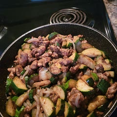 Recipe was quick and easy! I didn't use mushrooms but added more onion. I added Chinese 5 spices to it. 