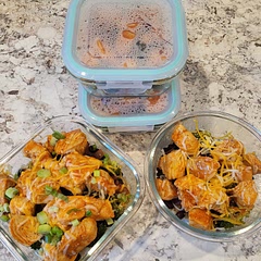 Delish! Added some broccoli. Made it all using 1 pan in stages (except the rice).