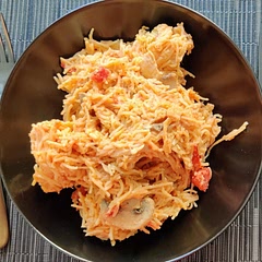 I added mushrooms, red peppers and chili powder to the recipe. Tastes great
