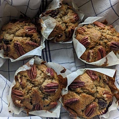 I added blueberries and used plain pecans instead of the walnut topping. I think they would be delicious either way.