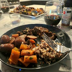 I cut and pre-soak my mushrooms in 2:3 water:red wine to really rehydrate them.  Then I use that water/wine as the base for my stock (I use BTB beef flavor).  I used 2C water/wine instead of 1 (adjusted the bullion accordingly).  My roast was only 1.5 pounds (it's what was there) and let it come to room temp before searing. I always get the liquid boiling before I add back the meat, then begin the pressure cook.  I did PC for 60 min, with 10 natural release.  
Other than those few changes I did everything according to recipie.  
This is probably the best roast I've made yet - and we have access to a family butcher shop, and unlimited variety of fresh meats.  
