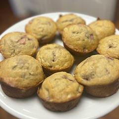 Use just a little less strawberries and fold them in. I also cut the recipe in half and it made the perfect amount. Follow the directions to a T but watch the muffins as they back to ensure they get pulled out right as they are turning golden brown.