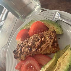 Plated with some color and freshness added with avocado for creaminess and tomatoes for crunch!