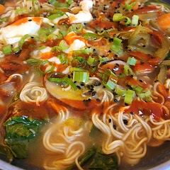 Used chicken stock instead of vegetable. Also subbed spinach for kale. Not bad!