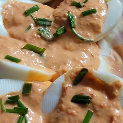 Something is off with this recipe. It came out really runny and the picture to the recipe clearly shows a yellow filling, but you have to use red pepper which tints the filling. In addition, the instructions call for onion and there is no onion in the ingredients