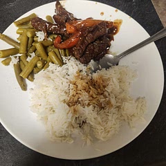I would sear steak before veggies. Then add steak in at the end for a few minutes for a medium rare steak. 