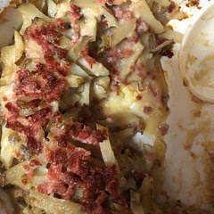 I added ham pieces, shredded cheese and bacon bits. Yummy!