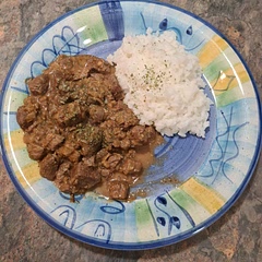 Had to use Greek yoghurt instead of plain. Simply cooked on the stove on high for 20 mins until liquid had all about evaporating instead of stewing for 12 hours. Aromatic and delicious!