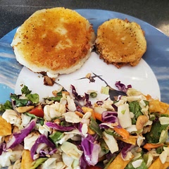 Added garlic to the potato mixture and some oregano in the oil for frying . 

so tasty i cant wait to play around with this more ! yummy 
